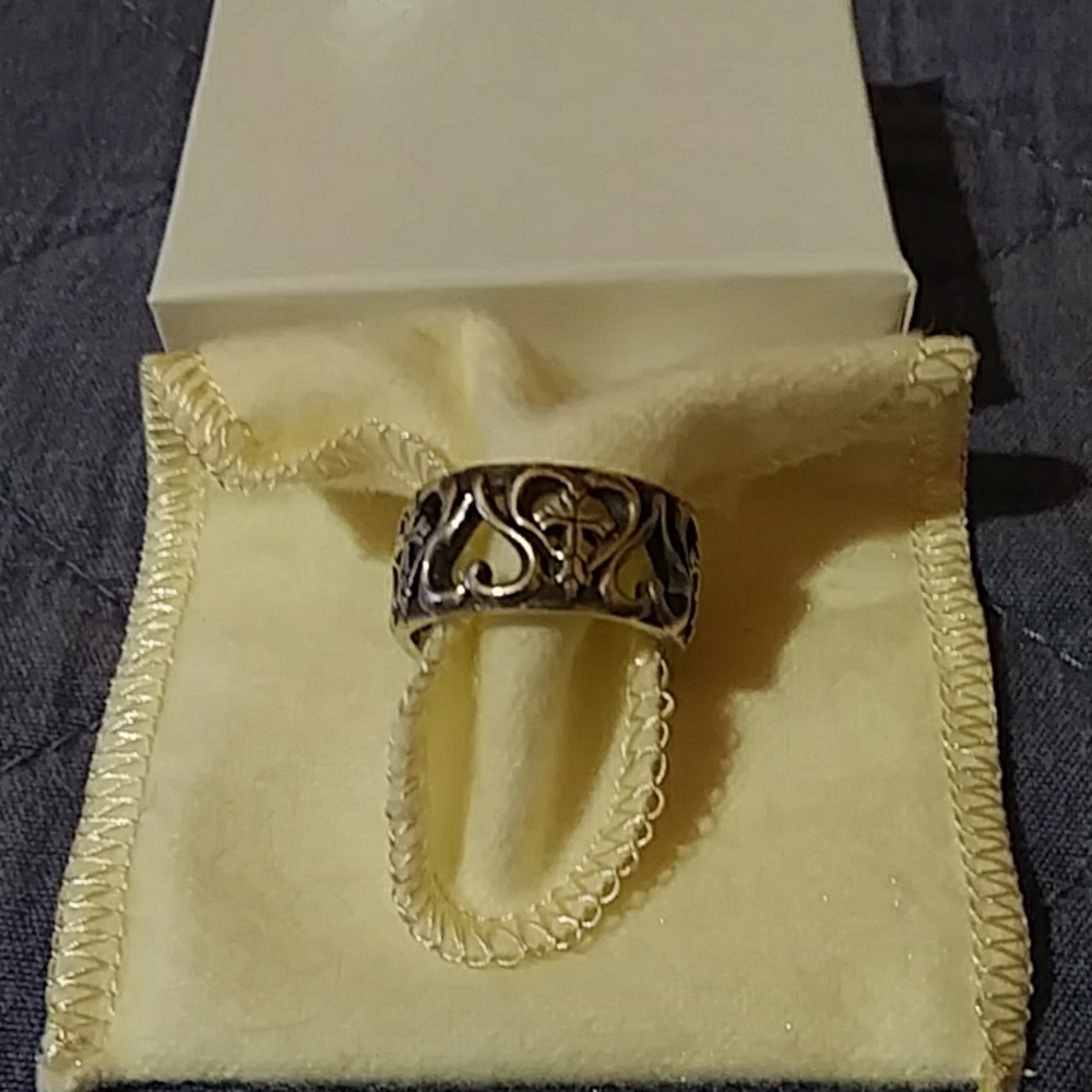 BSD Sterling Silver Heart & Cross Band